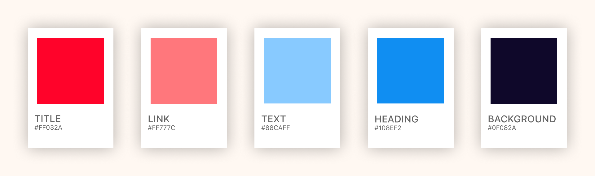 Color palette of the site