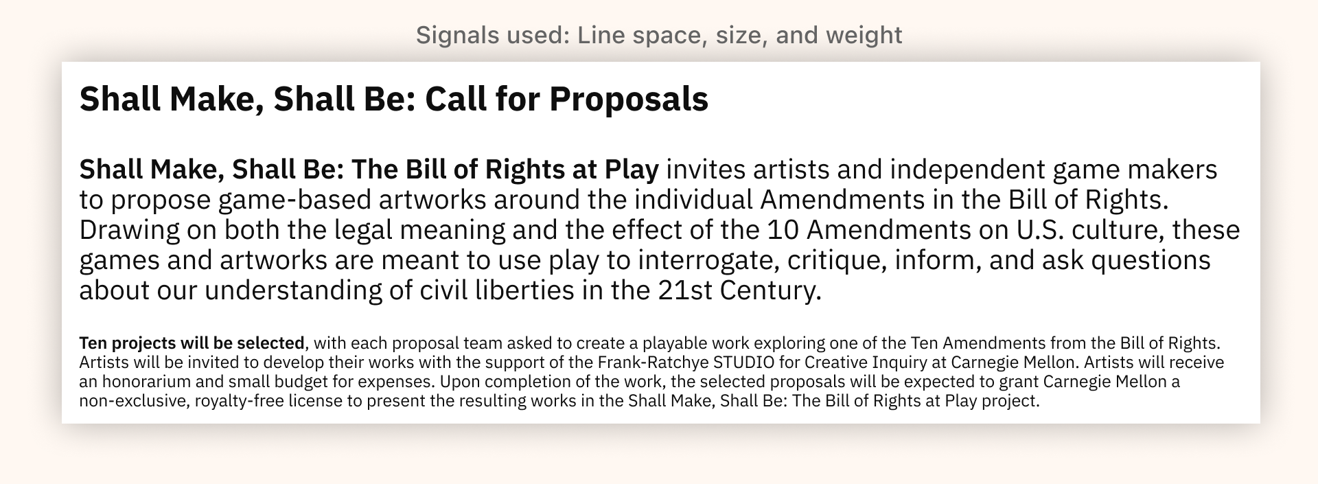 Project text using typographic signals
