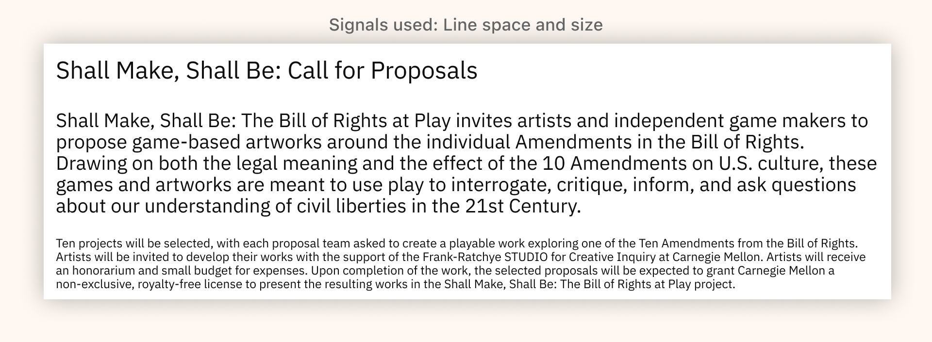 Project text using typographic signals