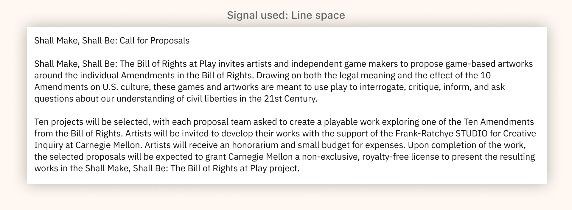 Project text using typographic signals